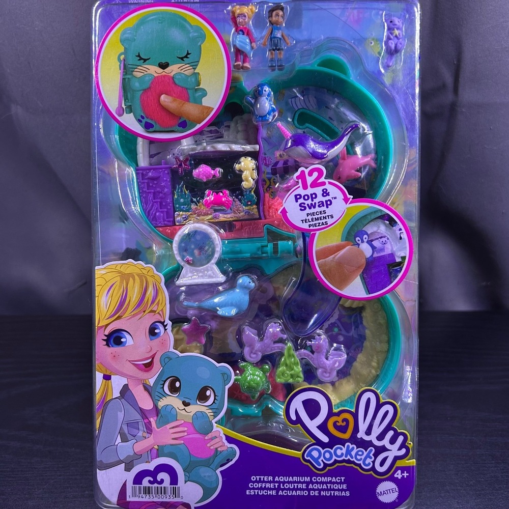NIB Polly Pocket Otter Aquarium Compact Playset Pop & Swap HCG16 Mattel 2021